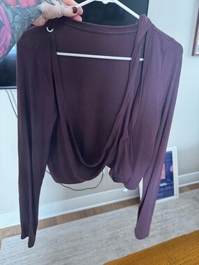 CRZ YOGA Plum Draped Long-Sleeve Wrap Top